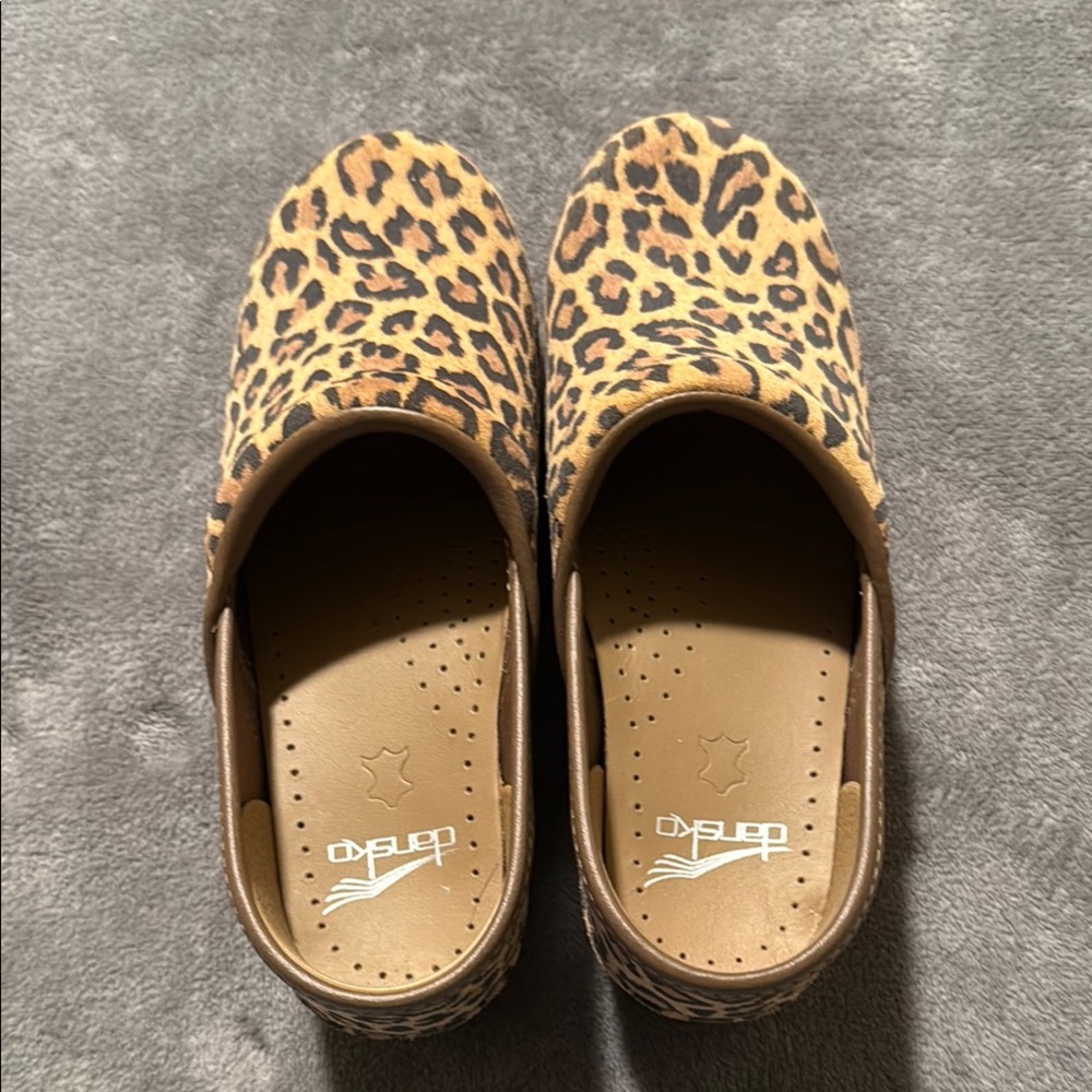 Dansko Brown Leopard Print Mules